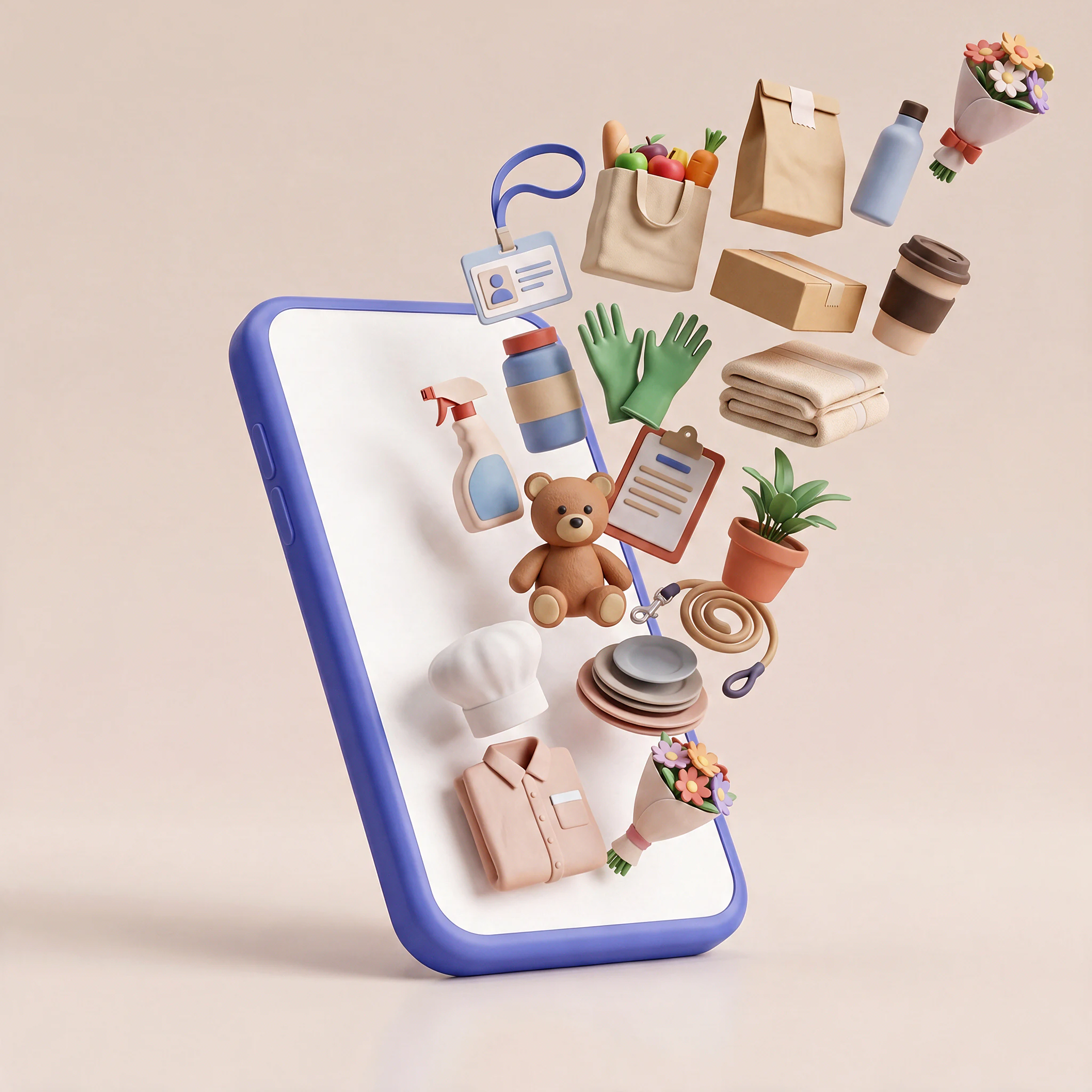 Viss vienā lietotnē, krāsaina 3D ilustrācija